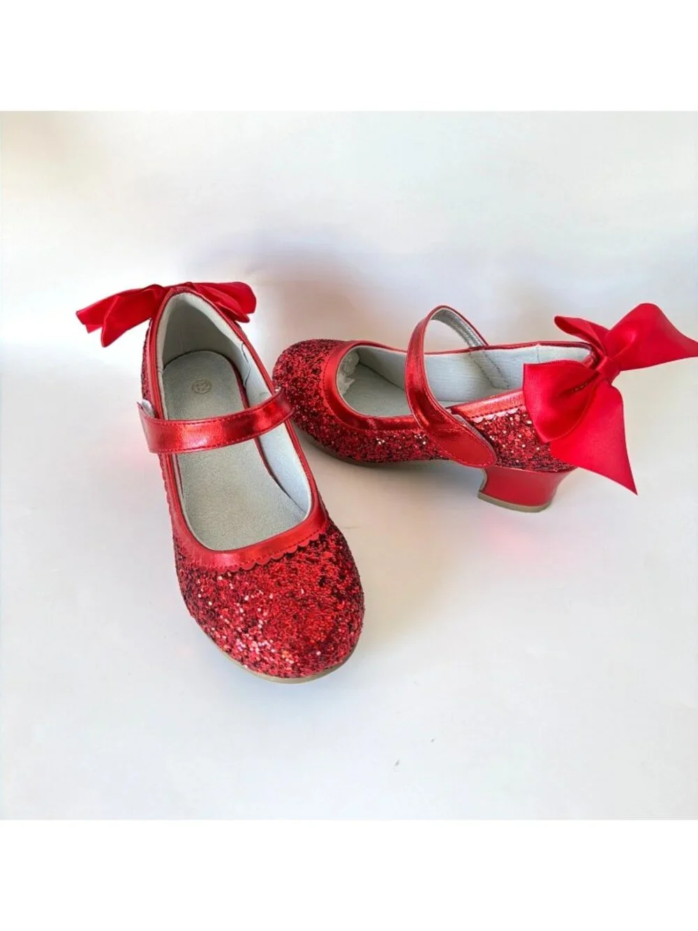 Red Glitter Dress Shoes Mary Janes Princess Heels Toddler Size 12